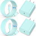 Compatible with Phone 16 15 17 Charger, 2Pack 20W Fast Charging Wall Charger Block Cubes with 6/10Ft USB C to USB C Cable Compatible with Phone 15 16 17 Plus/Pro Max/iPad Pro - Green