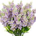 6 Bundles Artificial Lilacs Flowers Fake Silk Flower Faux Plastic Plant Floral Arrangement for Home Indoor Outdoor Garden Window Box Porch Pots Patio Planters Table Vase Decor(Purple)