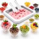 Ice Cream Roller Maker, At Home Rolled Ice Cream Maker Machine, Dairy Free & Frozen Yogurt Maker, Electric Free Countertop Ice Cream Machine with Spade for Rolls, Sorbet & Frozen Yogurt (White)
