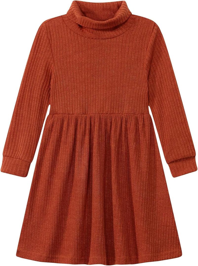 Vieille Toddler Baby Girls Fall Clothes Soft Knit Turtleneck Sweater Dress Long Sleeve Winter Outfits 2-6 Years
