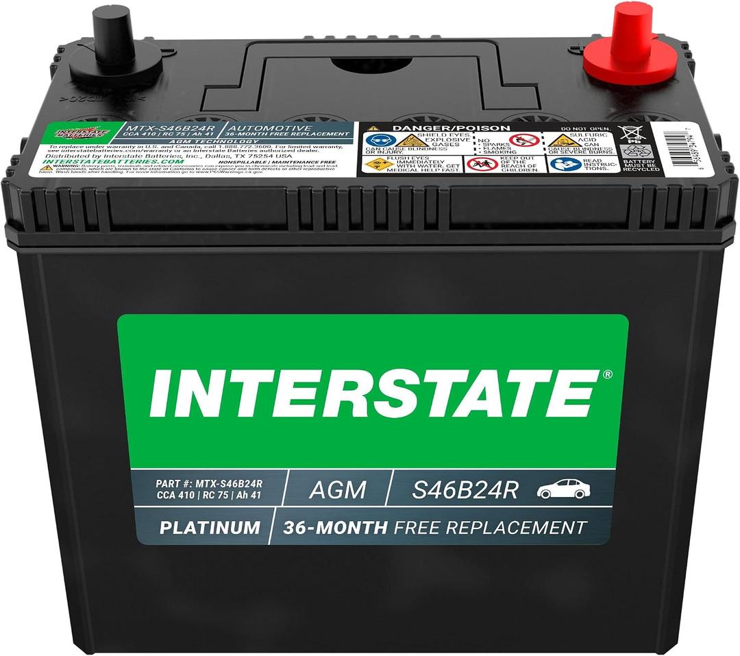 Interstate Batteries Group S46B24R AGM Car Battery Replacement (MTX-S46B24R) 12V, 410 CCA, Automotive Battery for Cars