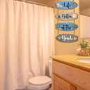 Wooden Surfboard Beach Decor Sign Beach Bathroom Decor Sign Summer Blue Nautical Coastal Wall Art with Seashells Starfish Rope Hanger Ocean Theme Hanging Ornament for Living Room Bedroom
