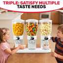 Triple Cereal Dispenser Countertop 2L, Airtight Cereal Containers Storage, Large Capacity Total 6L for Kitchen Pantry, Rotating Dry Food Dispenser for Candy, Nut, Coffee Beans, White
