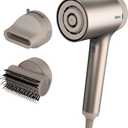 Shark HD112BRN Hair Blow Dryer HyperAIR Ionic Hair Dryer with 2-in-1 Concentrator and Styling Attachments, Auto Presets, Rotatable Hot Air Brush, No Heat Damage, Ionic, Stone