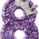 Birthday Number Candles,Purple Crown Birthday Candles for Cake,Glitter Number 8 Candle Cake Topper with Sequins for Anniversary Celebrations Supplies (Number 8)