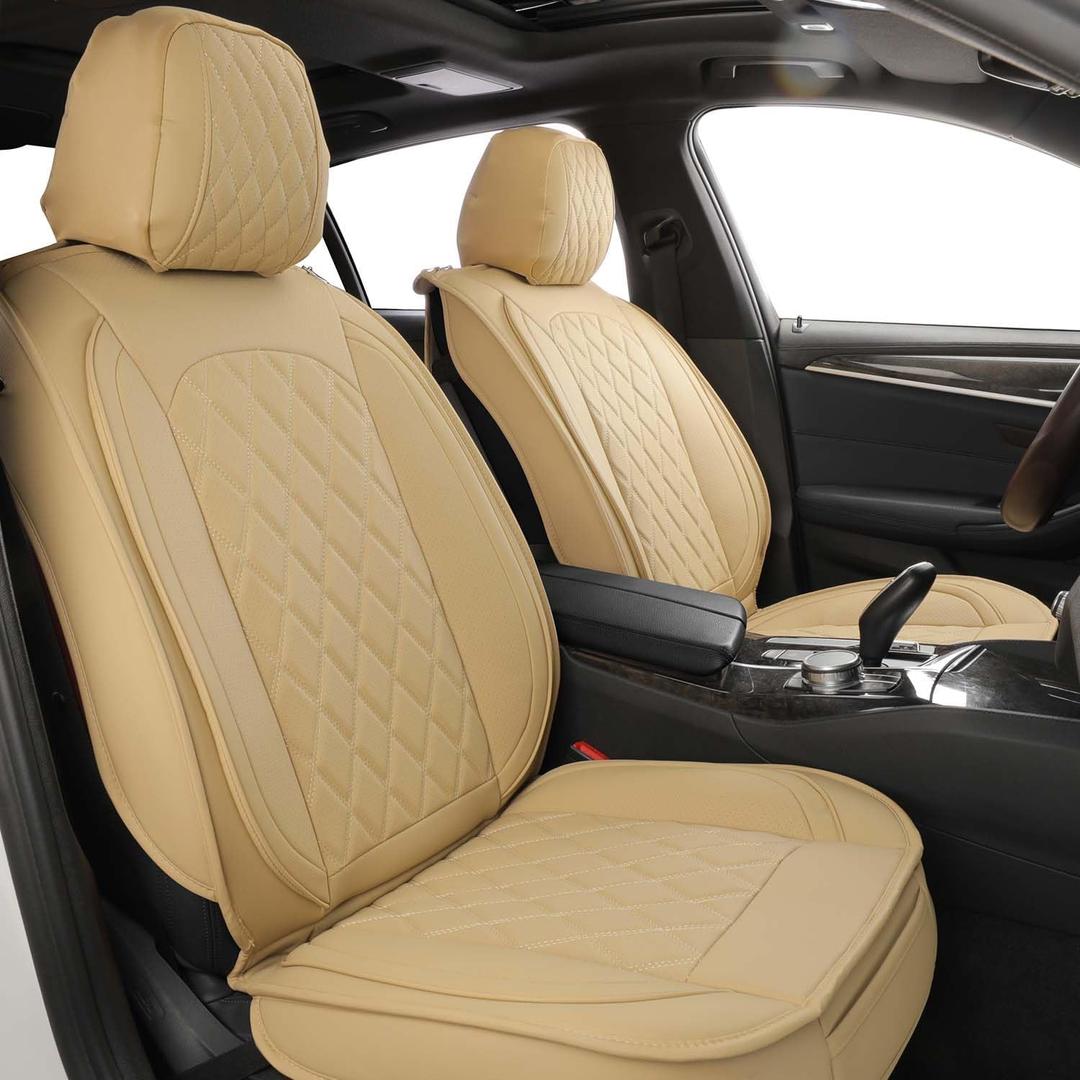 MIROZO Seat Covers Full Set,Seat Covers for Car Waterproof Automotive Seat Covers Vehicle Seat Covers Car Seat Protector Seat Cover Set for Cars SUV Pick-up Truck Sedan (Full Set, Beige)