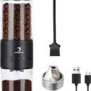 SANMAS Electric Burr Coffee Grinder with Stainless Steel Grinding Core, Rechargeable Coffee Beans Mil Grinder with 80 Grind Settings from Fine to Coarse for Espresso, Portable for Camping Travel