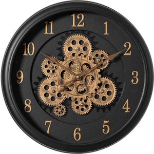 Clockswise 16'' Industrial Exposed Rotating Gear Wall Clock Steampunk Aesthetic with Vintage-Inspired Design Rustic Accents & Mechanical Charm Perfect for Living Room Bedroom Office or Entryway Dcor