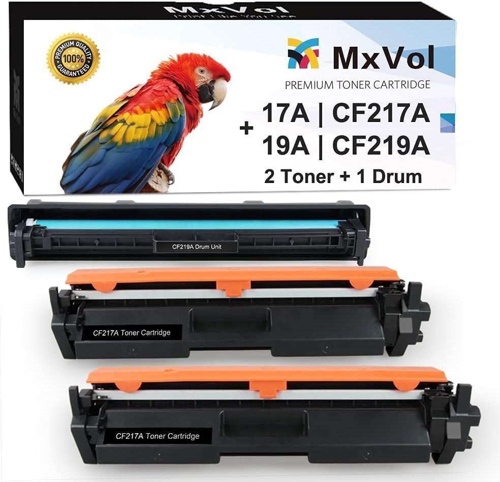MxVol Compatible 19A Drum 17A Toner Cartridge Replacement for HP CF217A Toner and CF219A Drum for HP Pro M102w M130fw M130nw M130fn M102 M130 Printer (2 Toner+1 Drum,3-Pack)