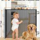 Retractable Mesh Pet Gate, Extra Tall 31'' Adjustable Width Up to 51/43 Inches for Doorways Stairs Hallways, Indoor Outdoor Dog Safety Barrier Net Panel (Black 51'' Width)