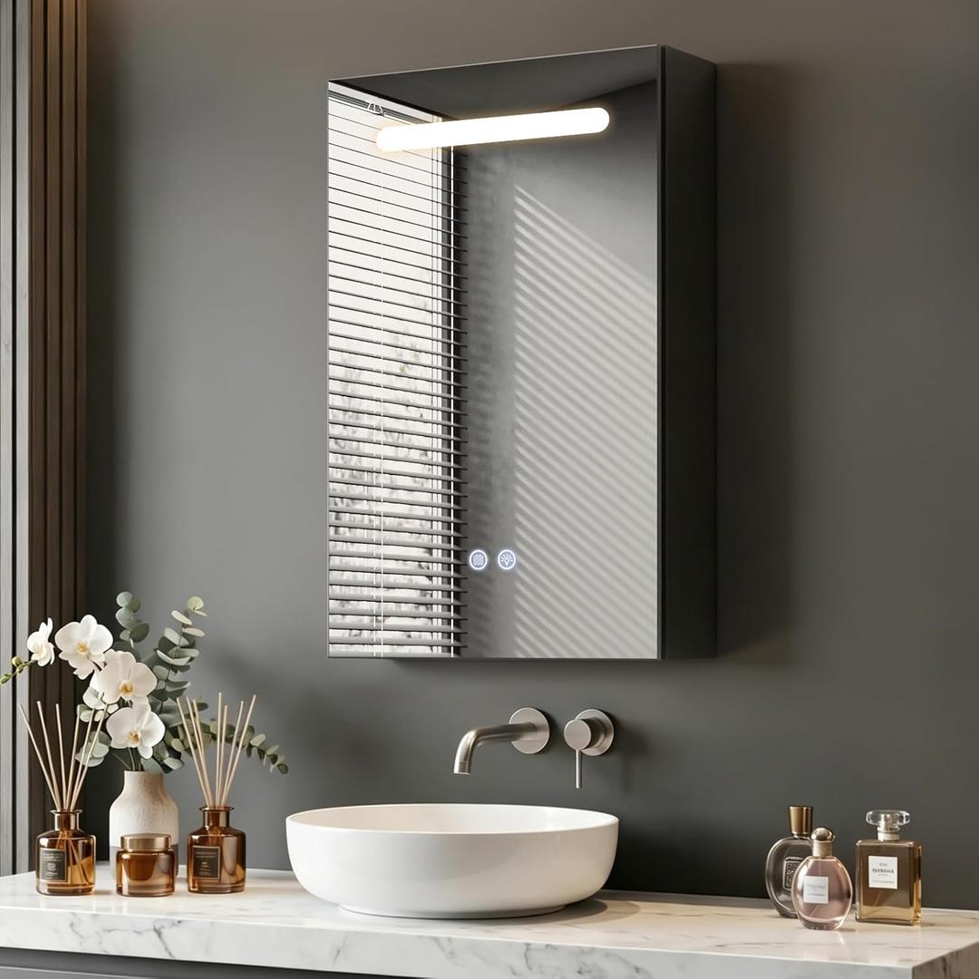 LED Medicine Cabinet with Mirror, Anti-Fog, 16" x 30"