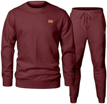 JMIERR Men's 2 Piece Outfits Knit Jacquard Pullover Sweatshirt Tracksuit & Joggers Sweatpants Sweatsuit Sets with Pockets, M