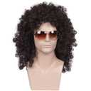 ColorGround Medium Long Curly Kinky Dark Brown Natural Wig for Men