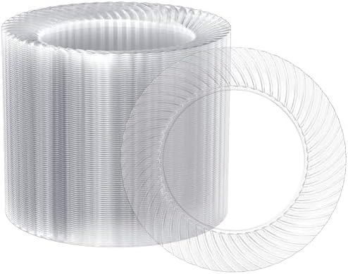 FOCUSLINE 7 Inch Clear Plastic Plates, 100 Count Disposable Heavy Duty Salad Dessert Plates, Premium Hard Plastic for Weddings, Parties & Events