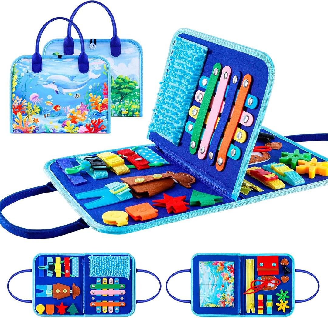 Fidget Blanket for Adults, Dementia Activities Busy Board with Calming Focus, Portable & Travel-Friendly for Seniors, a Thoughtful Gift