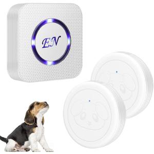 EverNary Dog Doorbell Wireless Dog Door Bells for Potty Training Doggie Door Bell with Waterproof Touch Button Dog Bells Included 1 Receiver and 2 Transmitters (White)