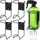 CroBlissful 4 Pcs Spray Bottle Holder Wall Mount Heavy Duty Spray Bottle Rack Stainless Steel Storage Rack Garage Can Organizer Craft with Hardware (Black)