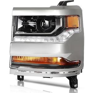Headlight Assembly Fit 2016-2018 for Silverado 1500, 2019 for Silverado 1500 LD Driver Side Headlight Chrome Housing GM2502451