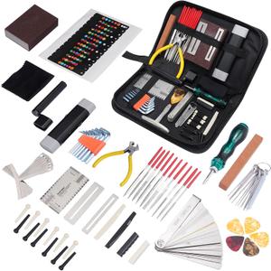 72Pcs Guitar Tool Kit, Guitar Repair Kit, Guitar Setup Kit, Professional Guitar Repairing Maintenance Tool Kit for Luthier Beginner, Guitar Accessories for Acoustic Guitar Ukulele Bass Banjo