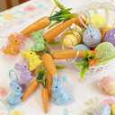 2 x 18PCS Easter Hanging Ornaments Set Colorful Foam Eggs Rabbits Glitter Carrots Decor for Easter Tree Home Party DIY Crafts