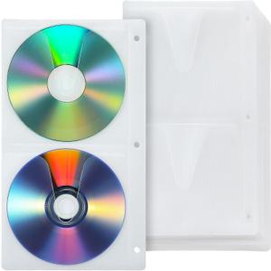 Chuangdi 50 Pcs 4 Disc Clear DVD Poly Sleeves DVD Storage Sleeves 3 Rings Cd Binder Pages 200 Disc Capacity for Binders Only
