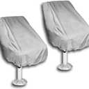 2 Pack Boat Seat Cover, Waterproof Heavy-Duty Weather UV Resistant Pontoon Boat Cover Seats Pedestal 210D Oxford Cloth Helm Chair Protective Covers (Light Gray 2pcs)