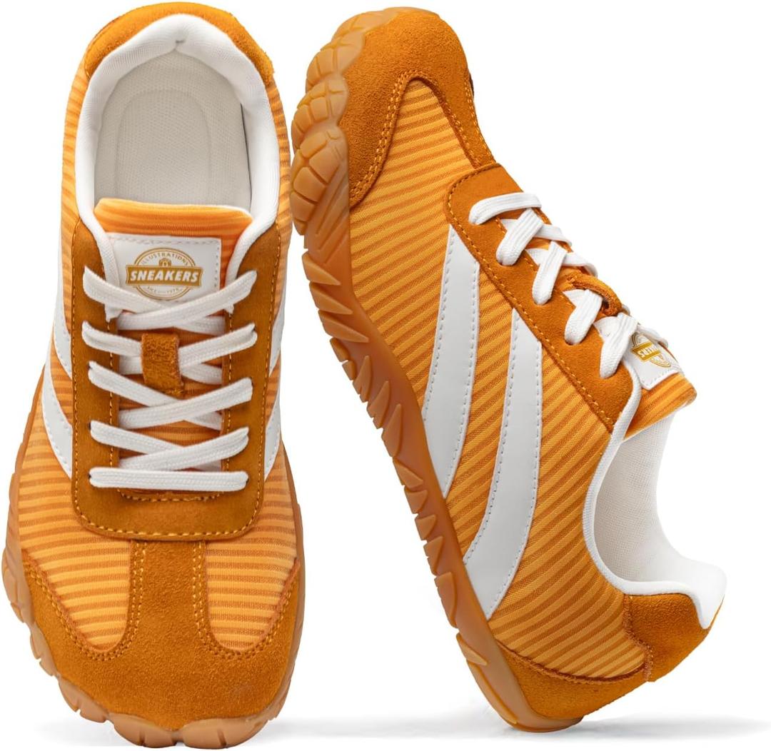 Barefoot Shoes Women Casual Sneakers,Wide Toe Box Shoes Women Zero Drop Barefoot Shoe Men,Minimalist Trail Running Shoe,Non-Slip Lightweight Breathable Comfortable Fashion Walking Hiking Shoes Unisex (Orange, XXL)