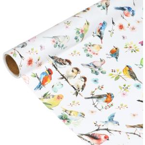 Pineraap Birds Wrapping Paper Roll - Colorful Floral Watercolor Bird Theme Gift Wrap for Birthday, Wedding, Party Decor, 17Inch x16.4Feet