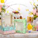 Skyygemm 12 Pcs Easter Treat Boxes with Window Bunny Egg Cookie Boxes Easter Cardboard Donut Box Easter Party Paper Container for Cake Bakery Cupcake Pastry Strawberries Favor (10 x 10 x 2.5 Inch)