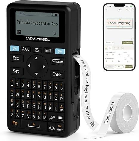 SUPVAN Katasymbol E11 Labelling Device, Portable Mini Label Printer, Self-Adhesive Labelling Device with 4 Label Rolls, Compatible with iOS and Android, Labelling Device for Home, Office