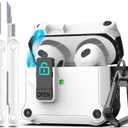 4 x R-fun for AirPods 3 Case Cover with Lock & Cleaning Kit, Keychain, Magnetic Lid, Compatible with AirPods 3rd Generation 2021 Protective Case, Support Wireless Charging, White