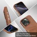LUCKYCOIN Genuine Leather Wallet Phone Case for iPhone 16 Pro, Phone Purse with 2 Credit Card Holder, Compatible with iPhone 16 Pro, Metal Button Bumper Protective Shockproof Cover Dark Brown