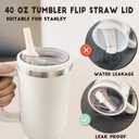 2 Pack Stanley Cup Lid Replacement 40 oz, Only for Stanley Quencher H2.0, Spill-Proof Design, High-End Anti-Fall And Heat-Resistant Material (Beige and Pink Set)