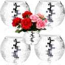 4 Pcs Disco Ball Vase 4" X 4.7" Disco Ball Vases for Centerpieces Silver Mirror Disco Ball Planter for Wedding Table Centerpieces Birthday Party Decoration