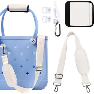 Strap Wrap for Bogg Bag Accessories, Adjustable Shoulder Crossbody Long Strap with Handle Wrap for XL Medium Bog Bag Simply Southern Beach Rubber Tote Bags -White
