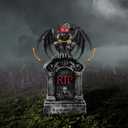 JOYIN 17” Halloween Animatronic Outdoor Tombstones Decorations, LED Graveyard Gravestone Decorations Animated Decor Outside with Sound Activated, Creepy Voice Motion for Yard Garden Haunted House Lawn