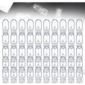 50 Pack 12v 5w Bulb LED Wedge Base Light Bulbs for Under Cabinet Lighting Ramp Counter Lighting House Number Lights Tiny 12 Volt Two Prong Bulbs Suitable for Indoor Small Spaces