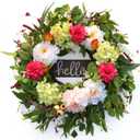 24" Spring Summer Wreaths for Front Door with Hello Sign,Hydrangea Wreath with Dasiy Peonies Berries Eucalyptus.Greenery Wreath for Front Door,Porch,Farmhouse,Wall,Window Indoor Outdoor Decor