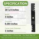 532187256 Commercial Mulching Blades for Husqvarna Z254F Z254 MZ54 LGT2654 YTH24V54 54 inch Deck Zero Turn Lawn Mower - Heavy Duty Blade Replaces 187256 187254 532187254-3 Pack