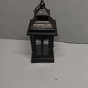 DECORKEY Candle Lantern Decorative Indoor & Outdoor, Christmas Vintage Metal Hanging Lanterns Decor for Front Porch Home Patio Wedding Party, Halloween Decorations (Black with Copper Brush)