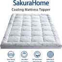 Mattress Topper Twin XL Size, Cooling Extra Thick Breathable Viscose Made from Bamboo Mattress pad, Soft Quilted Fitted Mattress Cover with 1000 GSM Down Alternative Fill (8-21Deep Pocket)