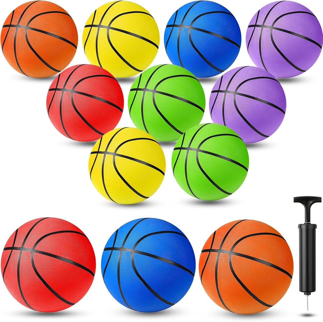 Jerify 12 Pack Official Size Rubber Basketballs for Kids Child Junior Youth Indoor Outdoor Sports Basket Balls with Pump Back to School Student Gifts Operation Christmas Bulk Items (Size 7, 29.5")