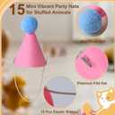 15 Pcs Mini Party Hats for Stuffed Animals - Small Cone Hats with Elastic String for Dolls, Cats, Dogs, Rabbits, Puppies, Pet Birthday Party Decorations & Photo Props - Multicolor, 1.9''x 3.1''