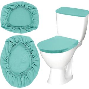 Toilet Tank Cover and Toilet Lid Cover Washable Toilet Cover Set with Elastic Bottom Soft Stretch Fabric Cover for a Lid Toilet Tank Toilet Top Cover Back of Toilet Tank Cover Replacement (Green)