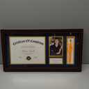 4 x 11x22 Diploma Frame with Tassel Holder, Graduate Frame for 8.5x11 Certificate Document and 4x6 Photo, Linen Texture Blue over Gold Double Mats, HD Real Glass, Mahogany with Gold Beads Embossing