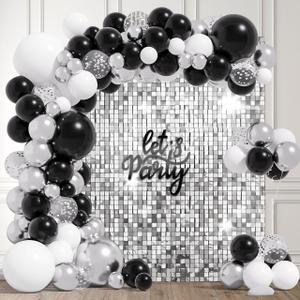 24 Pcs Silver Shimmer Wall Backdrop - 4x6 FT Silver Sequin Wall for Graduation, Anniversary & Engagement Decor