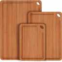 Carbonized Bamboo Cutting Board, Wood Cutting Boards for Kitchen with Juice Grooves, Reversible Charcuterie & Chopping Boards for Meat, Vegetables and Fruits Ideal Housewarming Gifts
