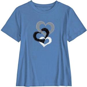 SOLY HUX Women's Heart Graphic Tee Shirts Crew Neck Short Sleeve Tops Classic Summer Tshirt (L)