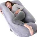Pregnancy Pillows for Sleeping, U Shaped Full Body Maternity Pillow with Removable Cover - Support for Back, Legs, Belly, HIPS for Pregnant Women, 57 Inch Pregnancy Pillow for Women, Grey