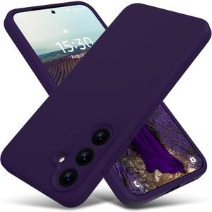 Varikke Compatible with Samsung Galaxy S25 Case, Liquid Silicone Upgrade [Camera Protection] [Anti-Scratch Microfiber Lining] Slim Soft Touch Gel Rubber Full Body Protective Phone Case, Dark Purple